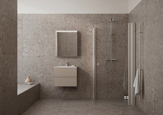 Servantskap Core Solid 60 Warm Clay med Linc Angel og håndekletørker Line i NCS S 4005-20R