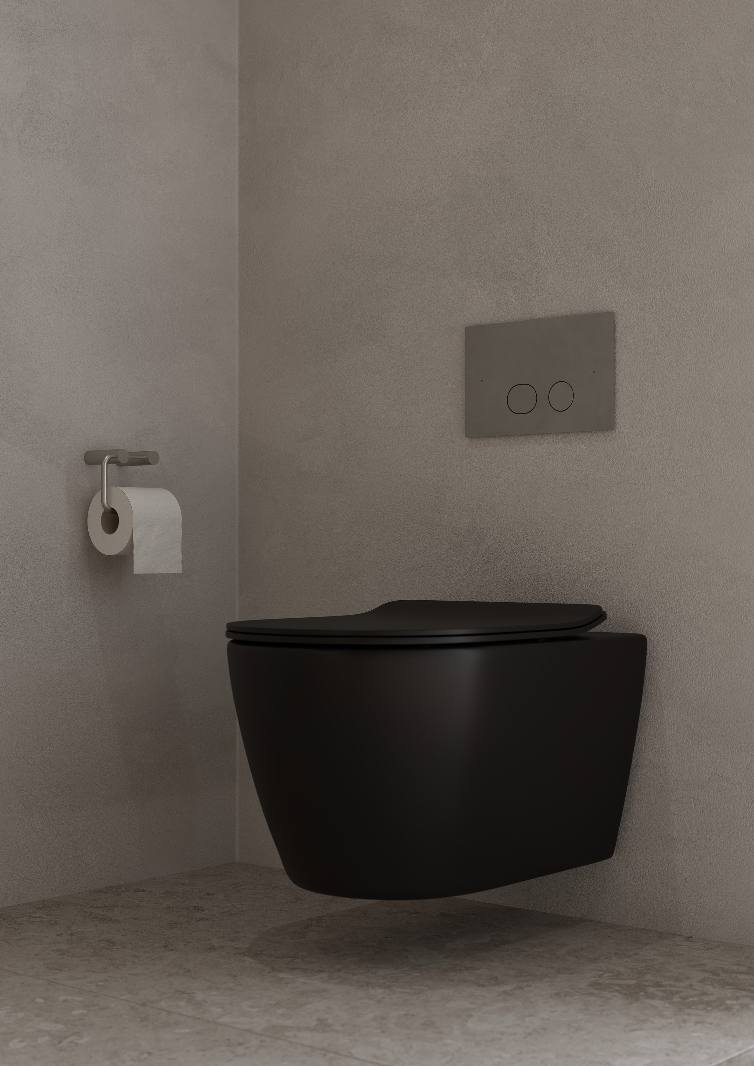 Steel Style Toalettrullholder og betjeningsplate 