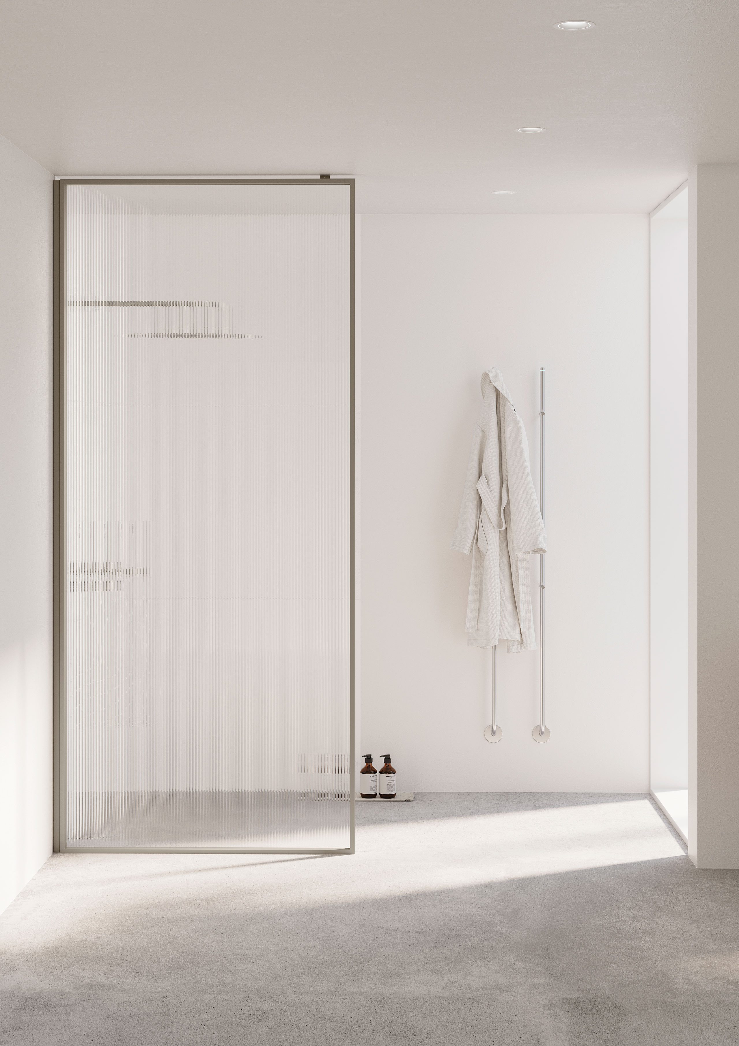 Dusjvegg Edge 20 Plus med Sway. Håndkletørker Line.