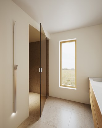 Dusjvegg Epic 2 XL I Bronze. Håndkletørker Bow.