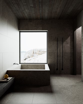 Alvaret Slate 60x120 med håndkletørker Line. 